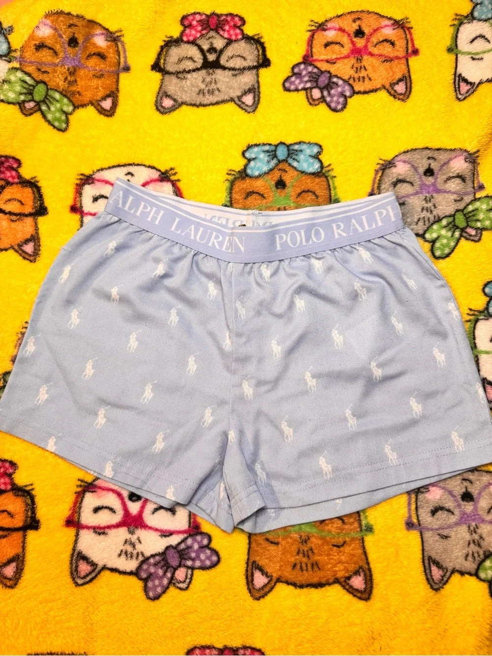 Polo by Ralph Lauren Light Blue Logo-Print Sleep Shorts